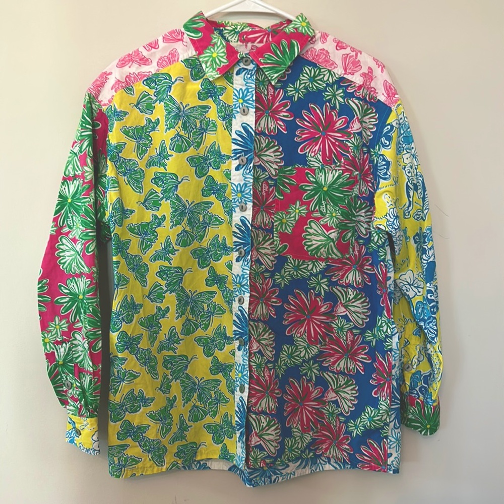 Lilly Pulitzer white label patch shirt M 8-10